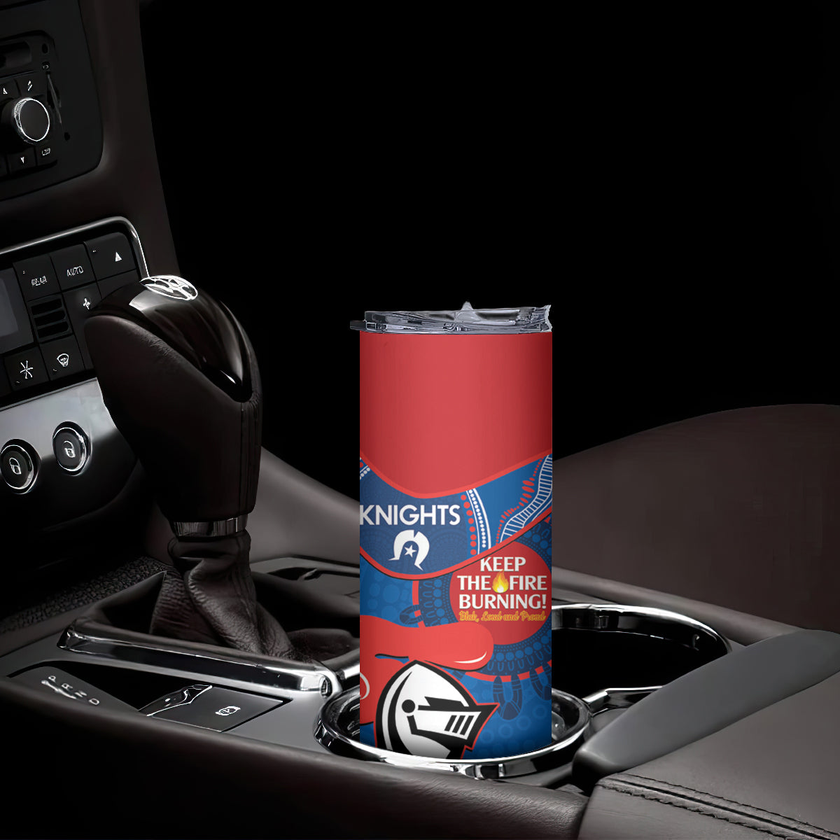 NRL Knights NAIDOC Week Skinny Tumbler Keep The Fire Burning Indigenous Art