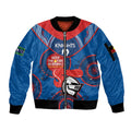 Custom NRL Knights NAIDOC Week Sleeve Zip Bomber Jacket Keep The Fire Burning Indigenous Art
