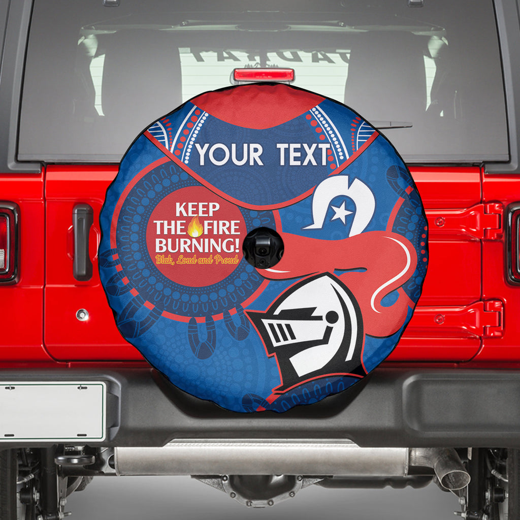 Custom NRL Knights NAIDOC Week Spare Tire Cover Keep The Fire Burning Indigenous Art