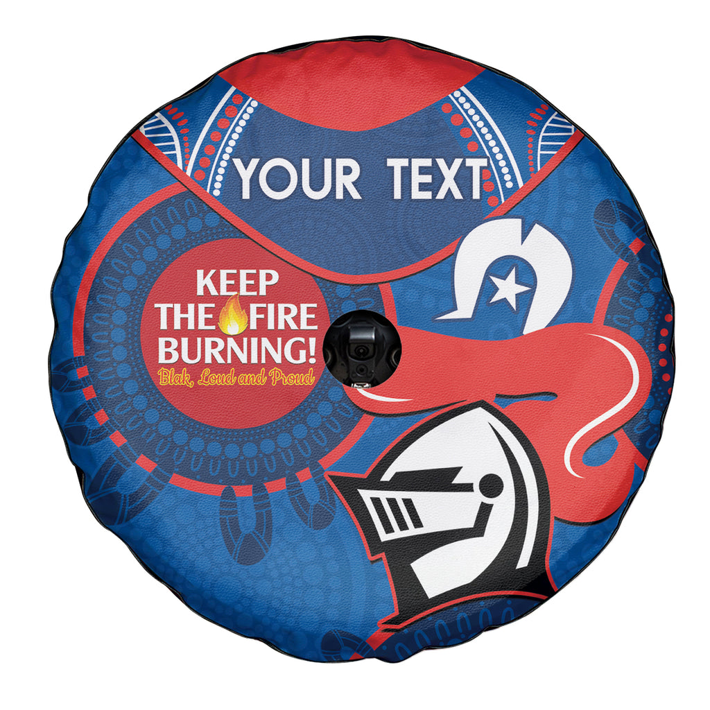 Custom NRL Knights NAIDOC Week Spare Tire Cover Keep The Fire Burning Indigenous Art
