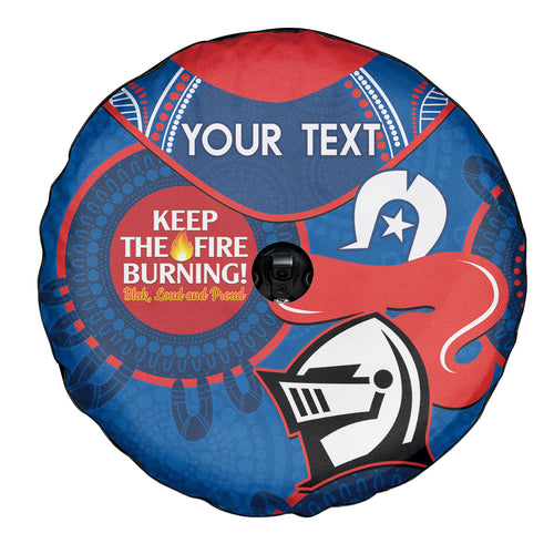 Custom NRL Knights NAIDOC Week Spare Tire Cover Keep The Fire Burning Indigenous Art