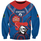 Custom NRL Knights NAIDOC Week Sweatshirt Keep The Fire Burning Indigenous Art