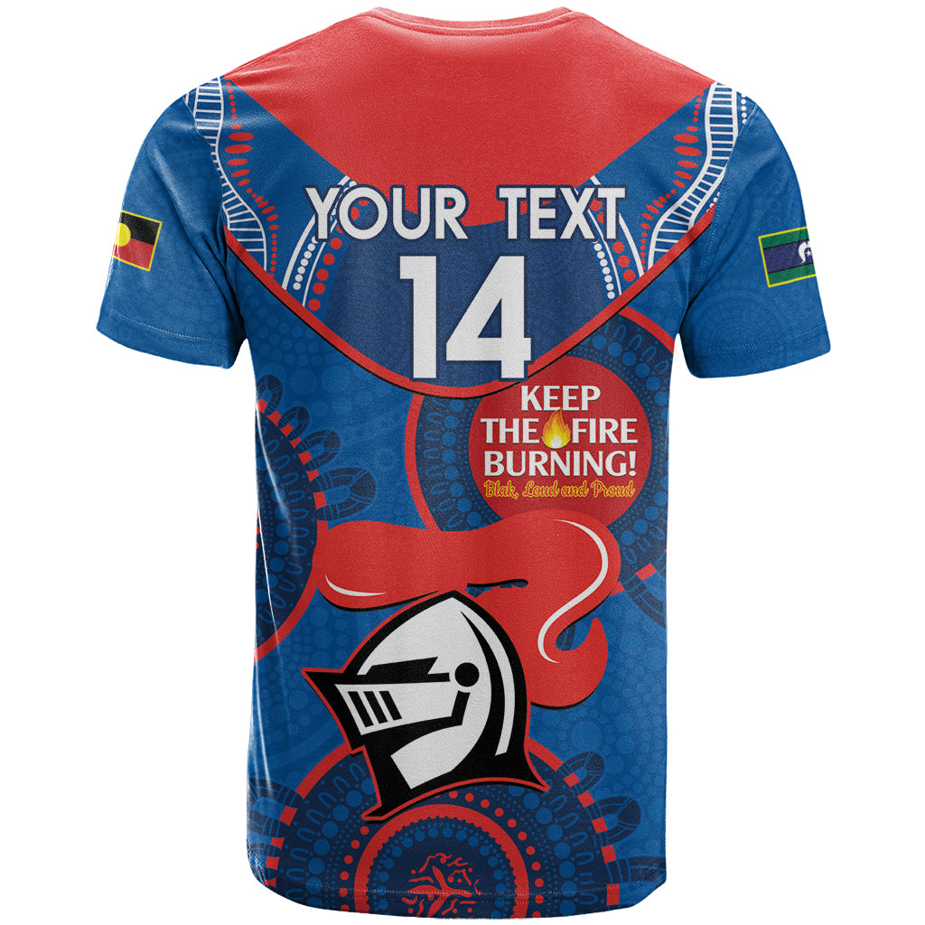 Custom NRL Knights NAIDOC Week T Shirt Keep The Fire Burning Indigenous Art