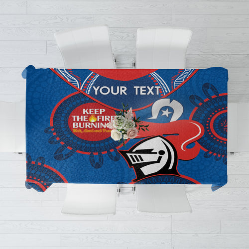 Custom NRL Knights NAIDOC Week Tablecloth Keep The Fire Burning Indigenous Art