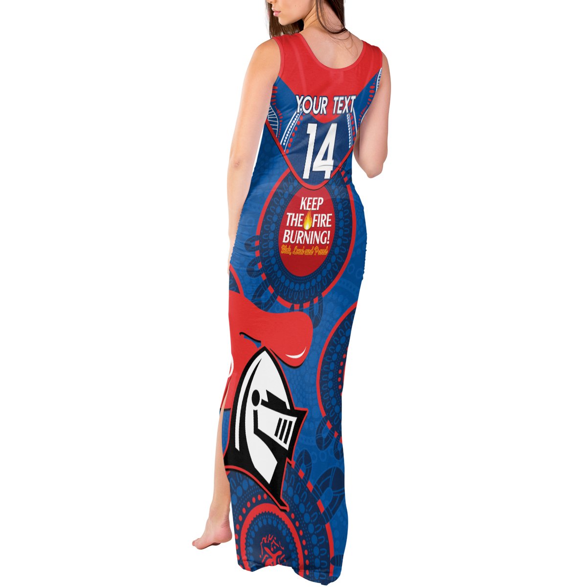 Custom NRL Knights NAIDOC Week Tank Maxi Dress Keep The Fire Burning Indigenous Art