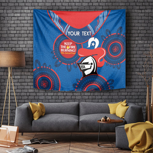 Custom NRL Knights NAIDOC Week Tapestry Keep The Fire Burning Indigenous Art