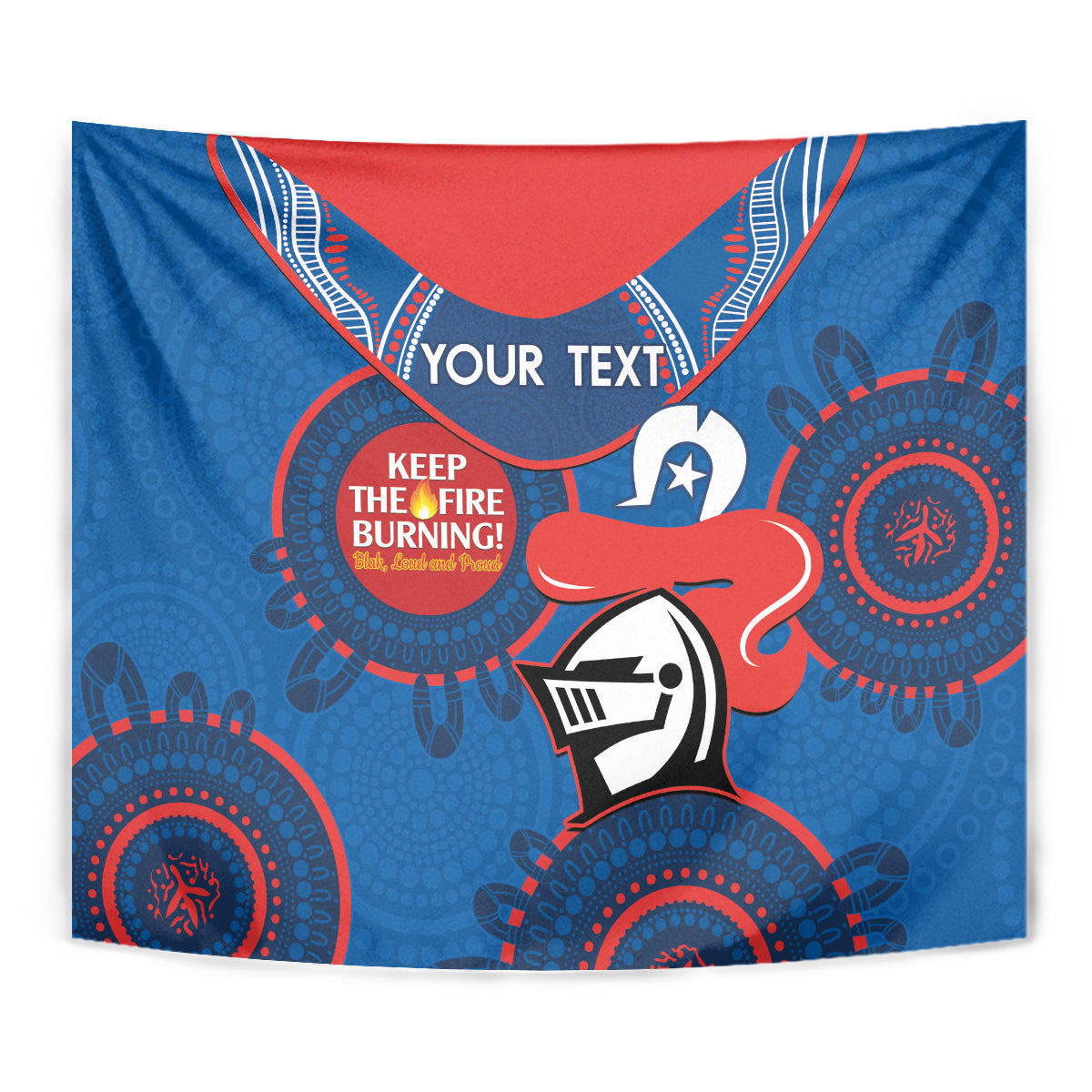 Custom NRL Knights NAIDOC Week Tapestry Keep The Fire Burning Indigenous Art