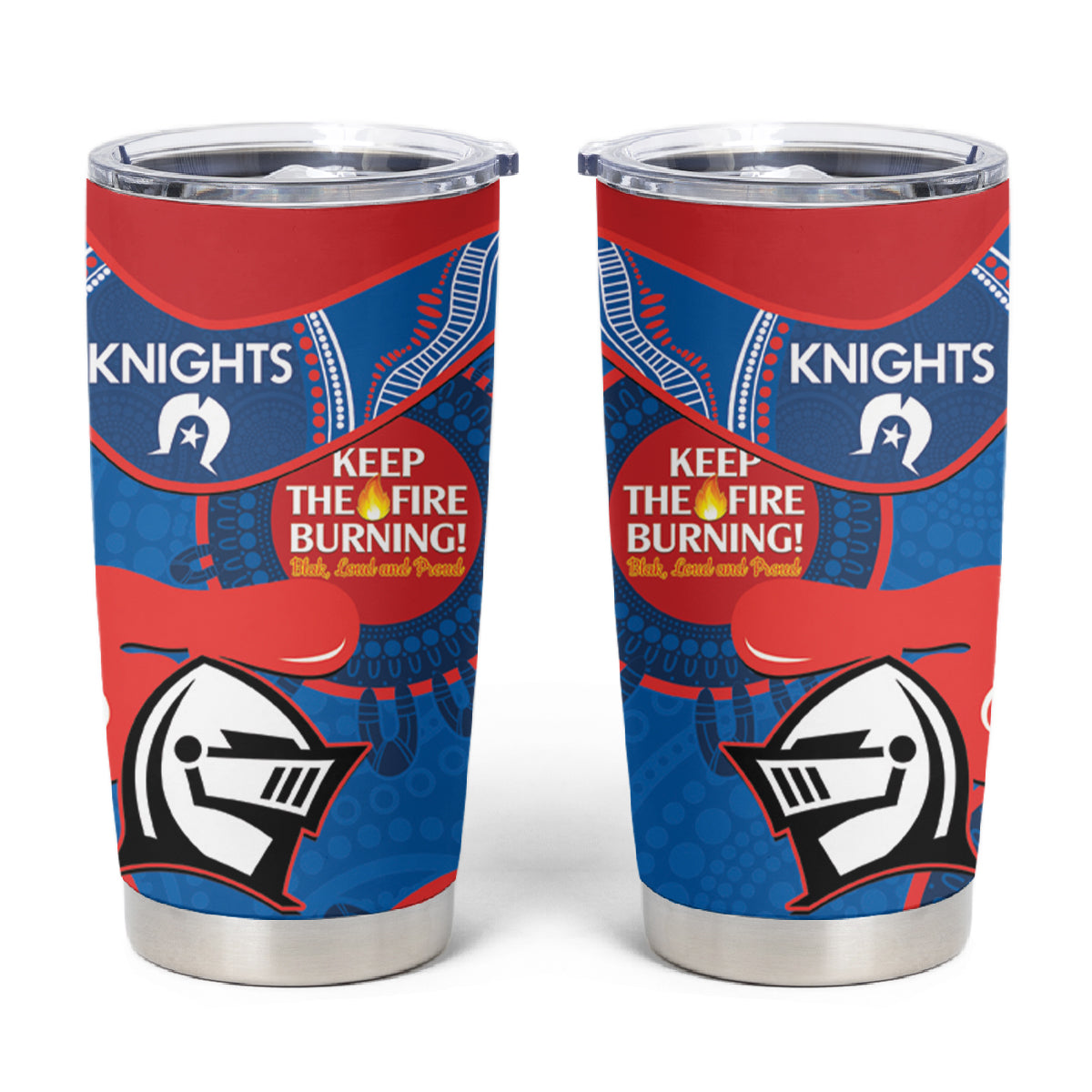 NRL Knights NAIDOC Week Tumbler Cup Keep The Fire Burning Indigenous Art