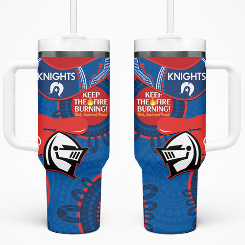 NRL Knights NAIDOC Week Tumbler With Handle Keep The Fire Burning Indigenous Art