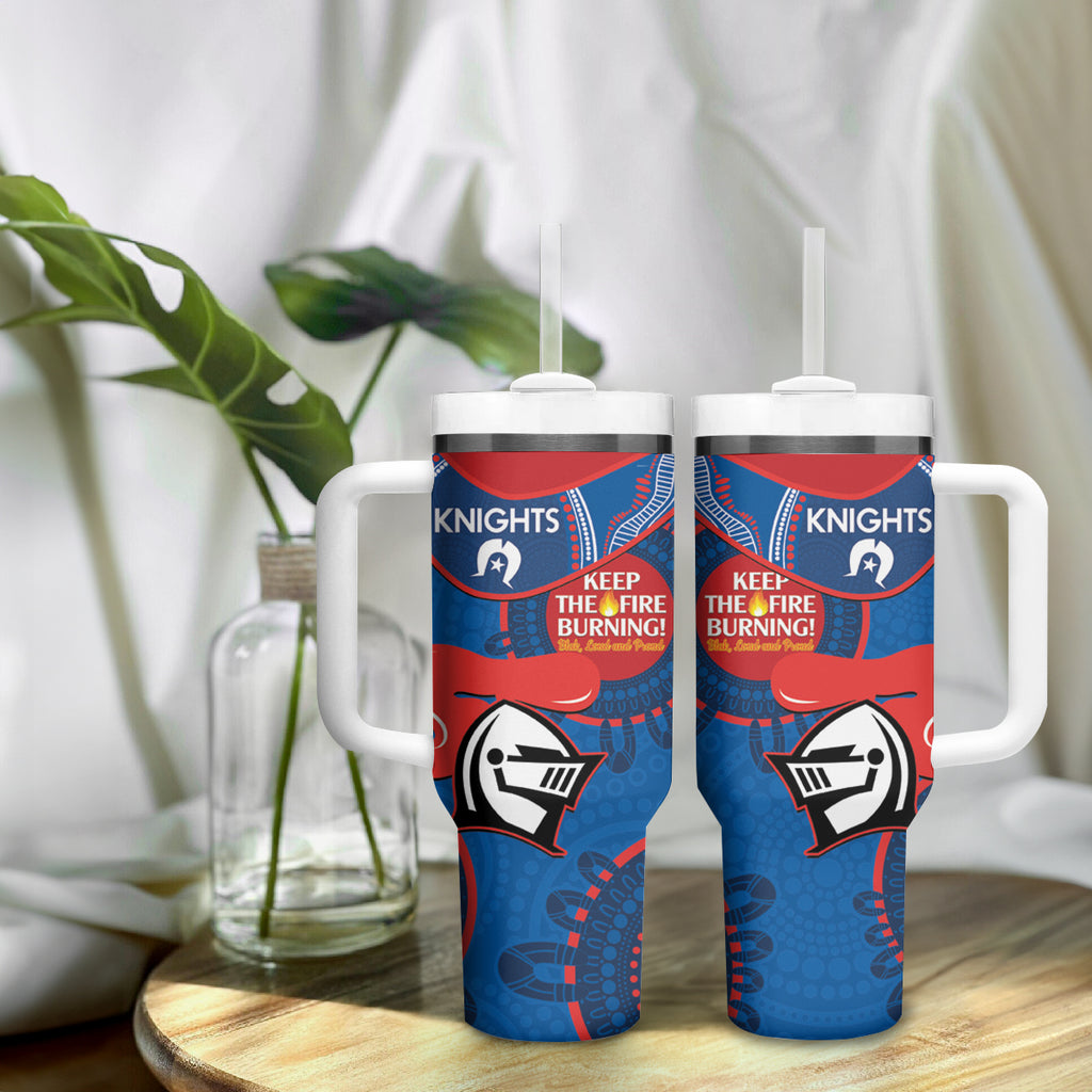 NRL Knights NAIDOC Week Tumbler With Handle Keep The Fire Burning Indigenous Art