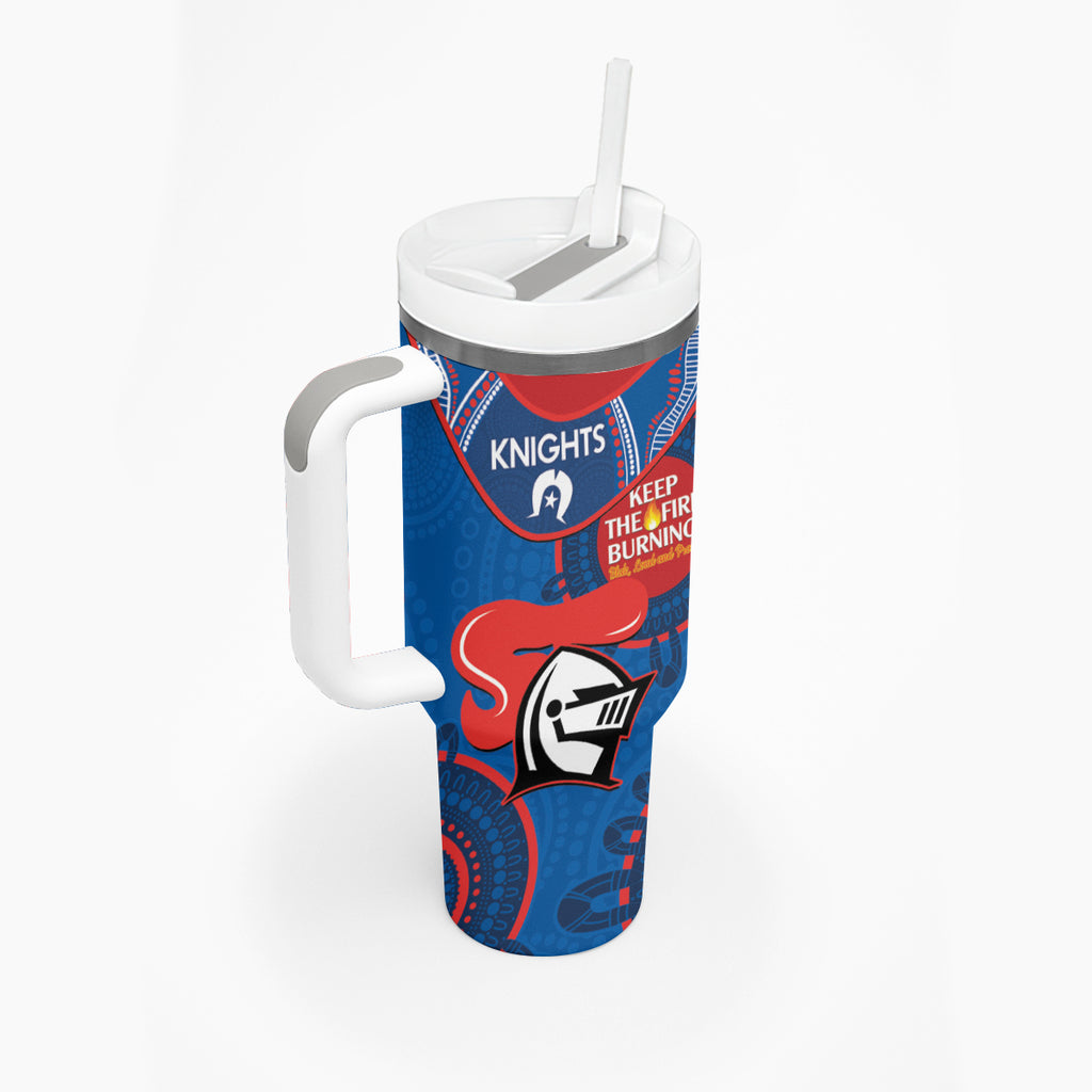 NRL Knights NAIDOC Week Tumbler With Handle Keep The Fire Burning Indigenous Art