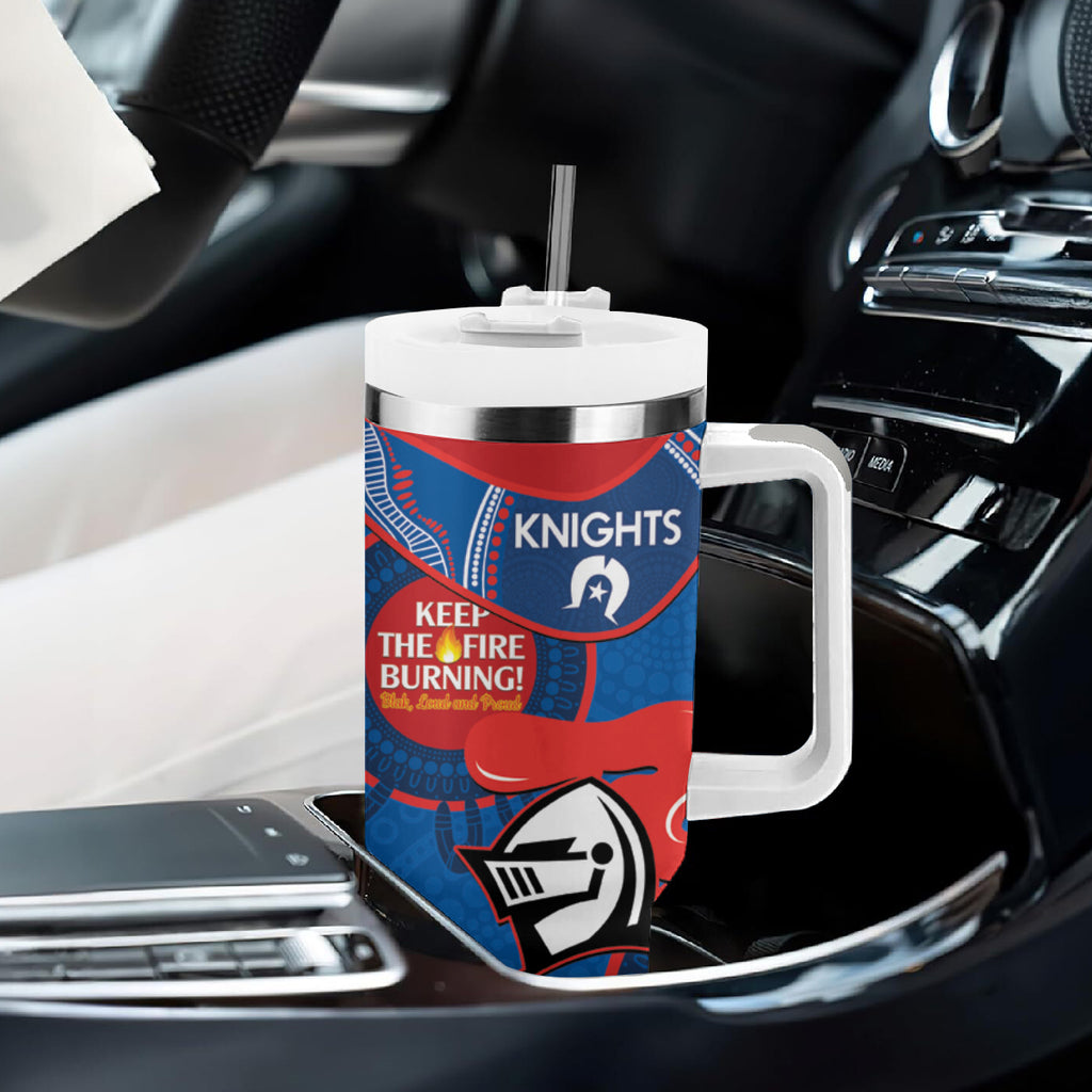 NRL Knights NAIDOC Week Tumbler With Handle Keep The Fire Burning Indigenous Art