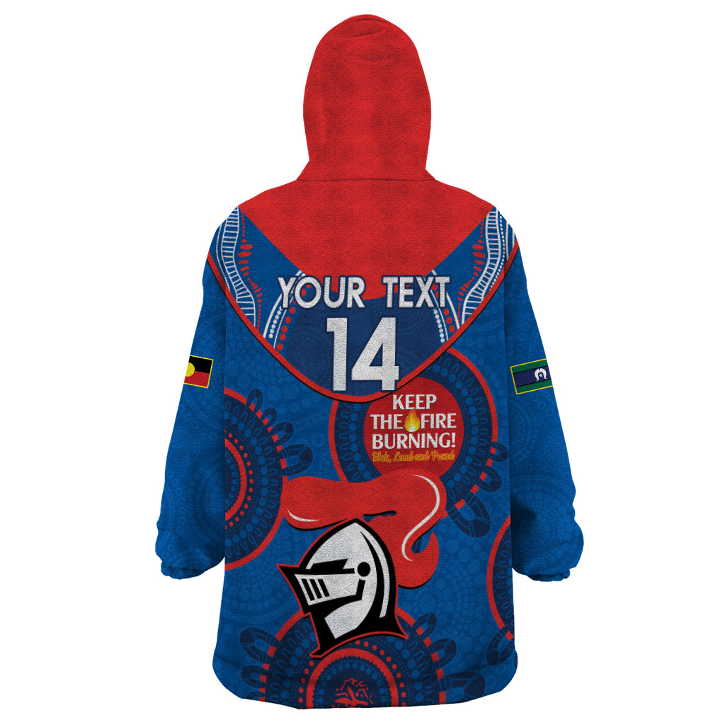 Custom NRL Knights NAIDOC Week Wearable Blanket Hoodie Keep The Fire Burning Indigenous Art