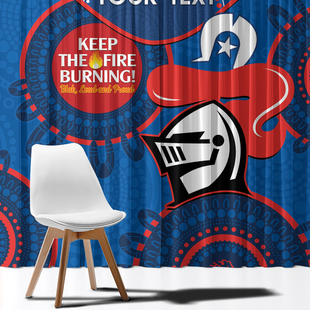 Custom NRL Knights NAIDOC Week Window Curtain Keep The Fire Burning Indigenous Art