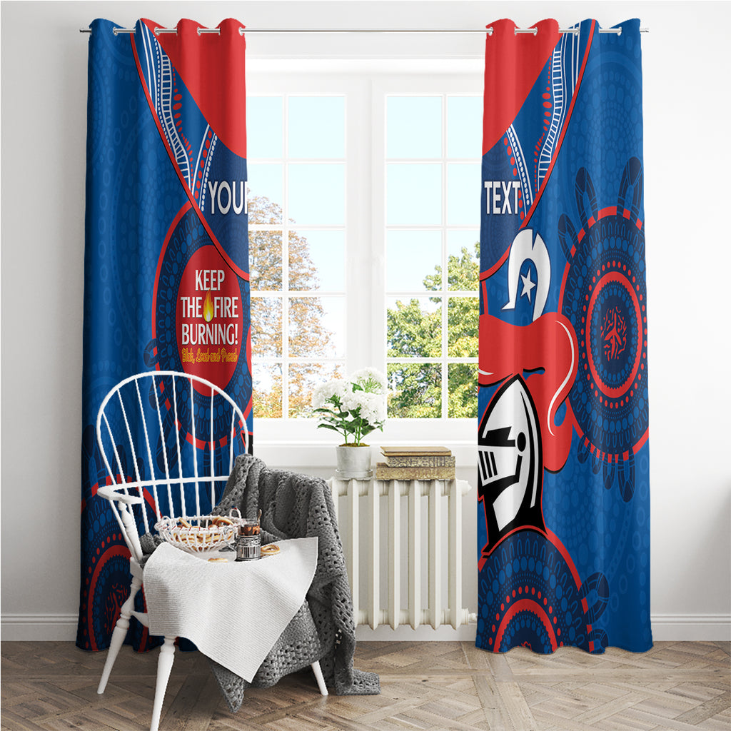 Custom NRL Knights NAIDOC Week Window Curtain Keep The Fire Burning Indigenous Art