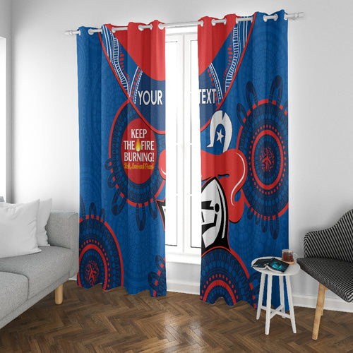 Custom NRL Knights NAIDOC Week Window Curtain Keep The Fire Burning Indigenous Art
