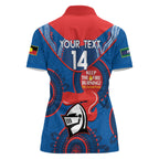 Custom NRL Knights NAIDOC Week Women Polo Shirt Keep The Fire Burning Indigenous Art