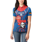 Custom NRL Knights NAIDOC Week Women Polo Shirt Keep The Fire Burning Indigenous Art