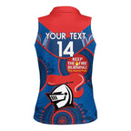 Custom NRL Knights NAIDOC Week Women Sleeveless Polo Shirt Keep The Fire Burning Indigenous Art