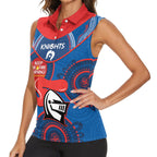 Custom NRL Knights NAIDOC Week Women Sleeveless Polo Shirt Keep The Fire Burning Indigenous Art
