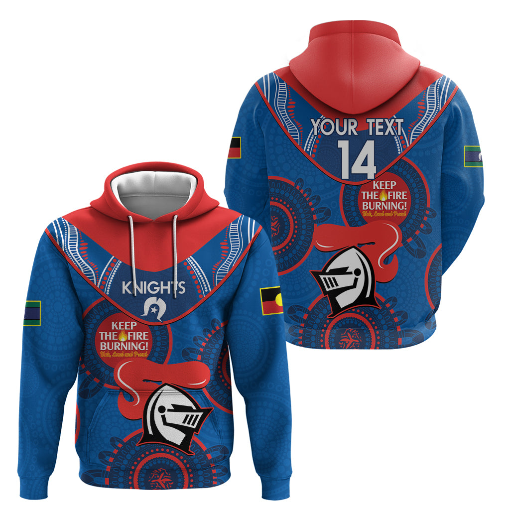 Custom NRL Knights NAIDOC Week Zip Hoodie Keep The Fire Burning Indigenous Art