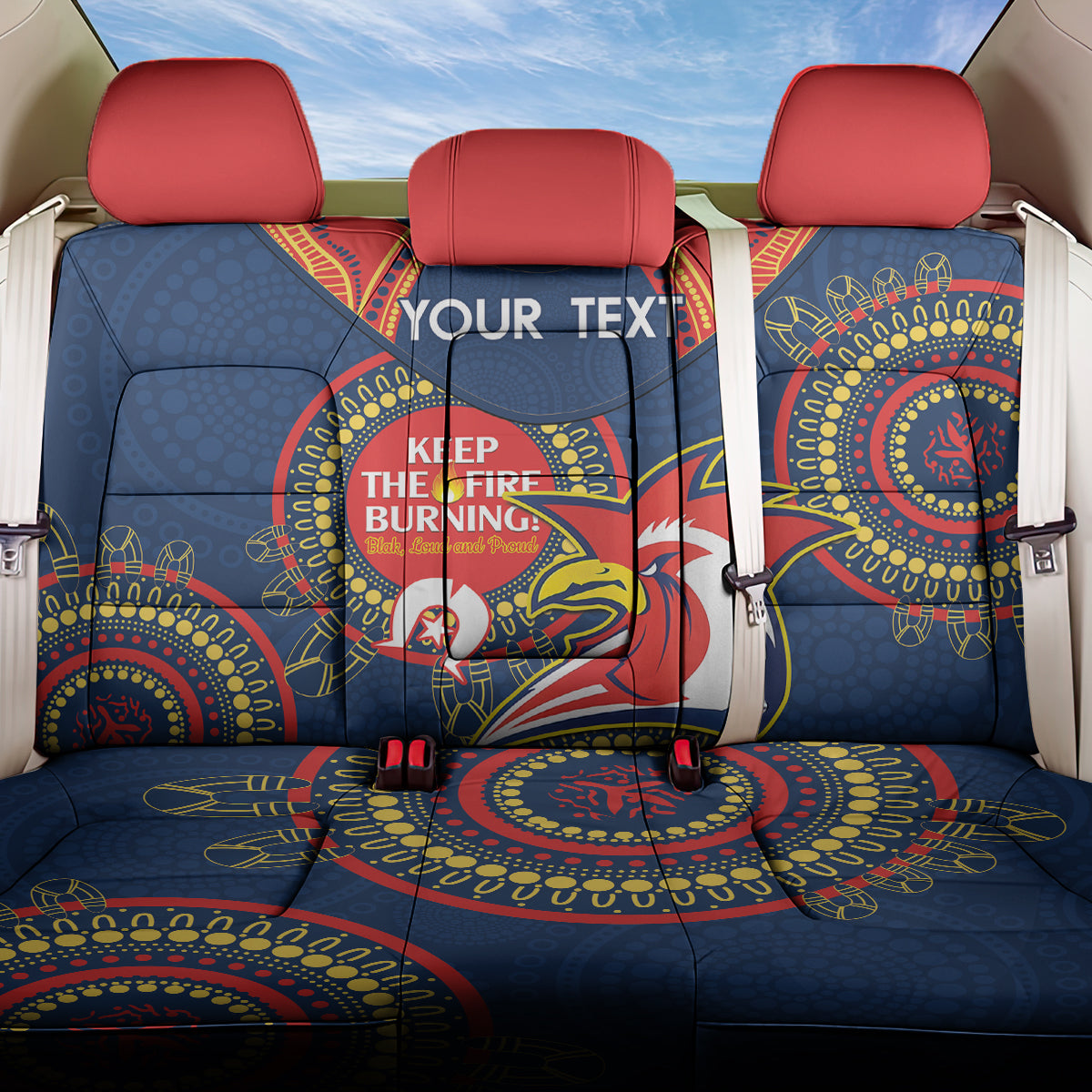 Custom NRL Roosters NAIDOC Week Back Car Seat Cover Keep The Fire Burning Indigenous Art