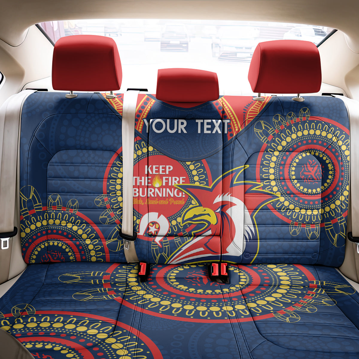 Custom NRL Roosters NAIDOC Week Back Car Seat Cover Keep The Fire Burning Indigenous Art