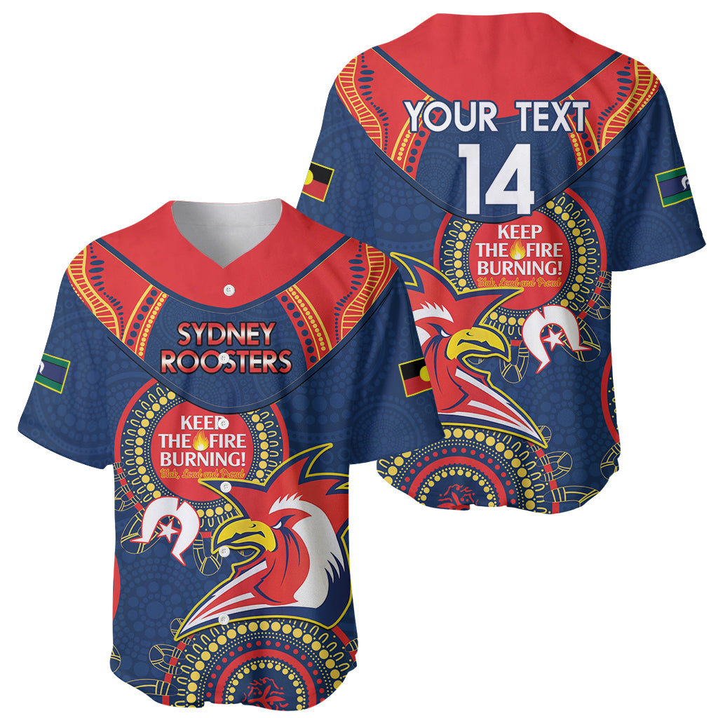 Custom NRL Roosters NAIDOC Week Baseball Jersey Keep The Fire Burning Indigenous Art
