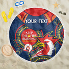 Custom NRL Roosters NAIDOC Week Beach Blanket Keep The Fire Burning Indigenous Art