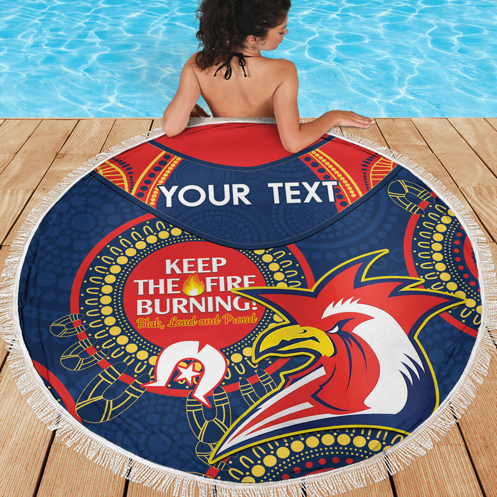 Custom NRL Roosters NAIDOC Week Beach Blanket Keep The Fire Burning Indigenous Art