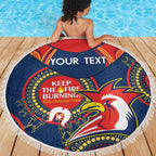Custom NRL Roosters NAIDOC Week Beach Blanket Keep The Fire Burning Indigenous Art