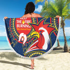 Custom NRL Roosters NAIDOC Week Beach Blanket Keep The Fire Burning Indigenous Art