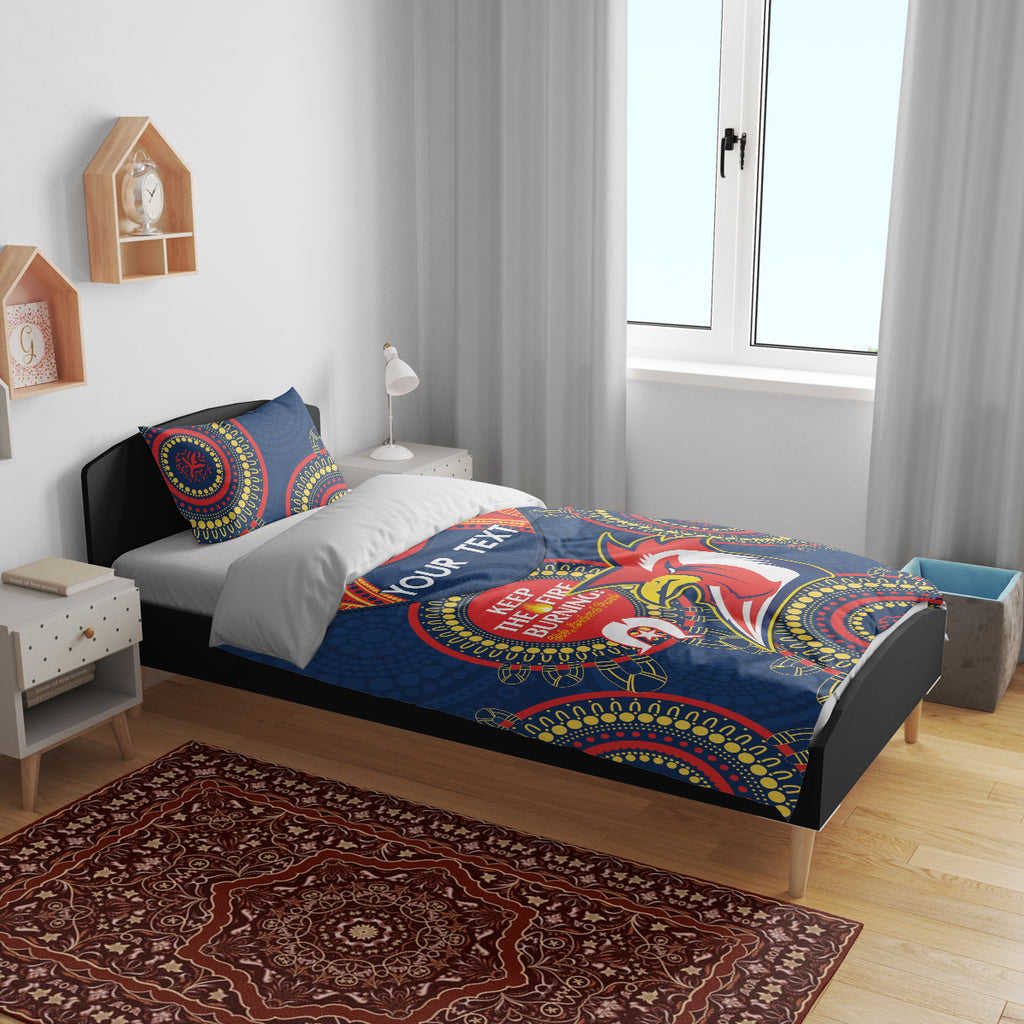 Custom NRL Roosters NAIDOC Week Bedding Set Keep The Fire Burning Indigenous Art