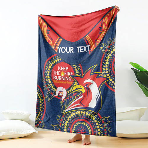 Custom NRL Roosters NAIDOC Week Blanket Keep The Fire Burning Indigenous Art