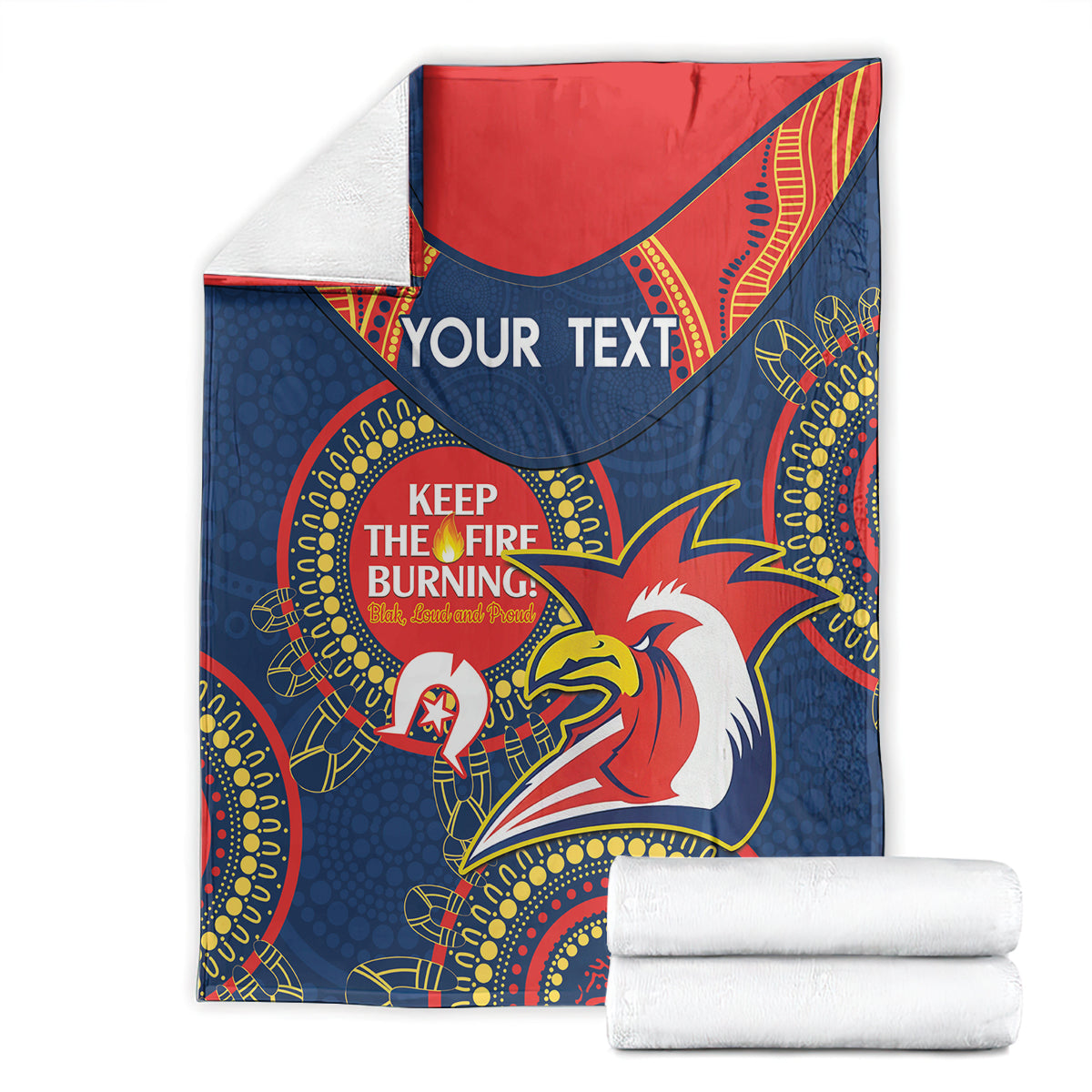 Custom NRL Roosters NAIDOC Week Blanket Keep The Fire Burning Indigenous Art