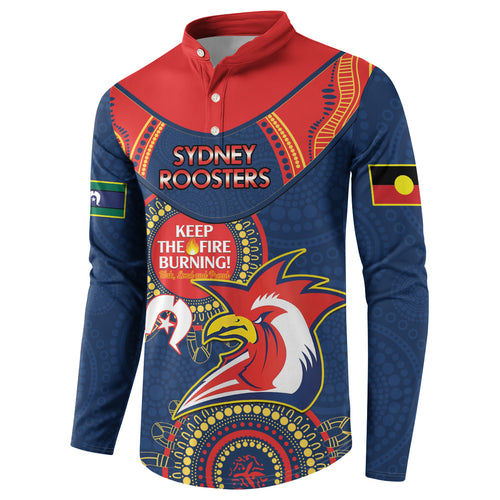 Custom NRL Roosters NAIDOC Week Button Sweatshirt Keep The Fire Burning Indigenous Art