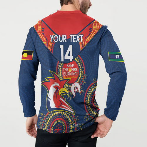Custom NRL Roosters NAIDOC Week Button Sweatshirt Keep The Fire Burning Indigenous Art