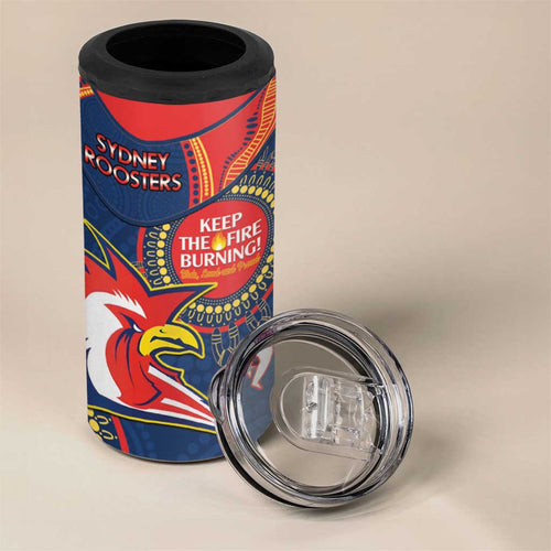 NRL Roosters NAIDOC Week 4 in 1 Can Cooler Tumbler Keep The Fire Burning Indigenous Art