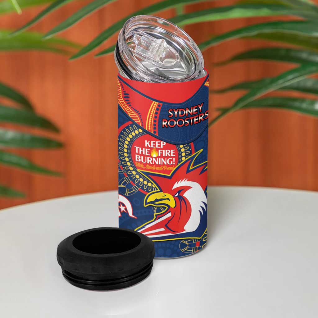 NRL Roosters NAIDOC Week 4 in 1 Can Cooler Tumbler Keep The Fire Burning Indigenous Art