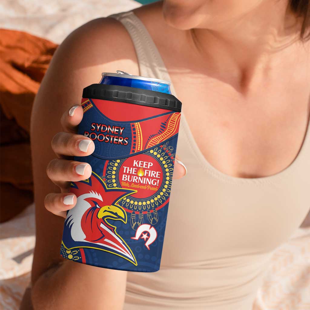 NRL Roosters NAIDOC Week 4 in 1 Can Cooler Tumbler Keep The Fire Burning Indigenous Art