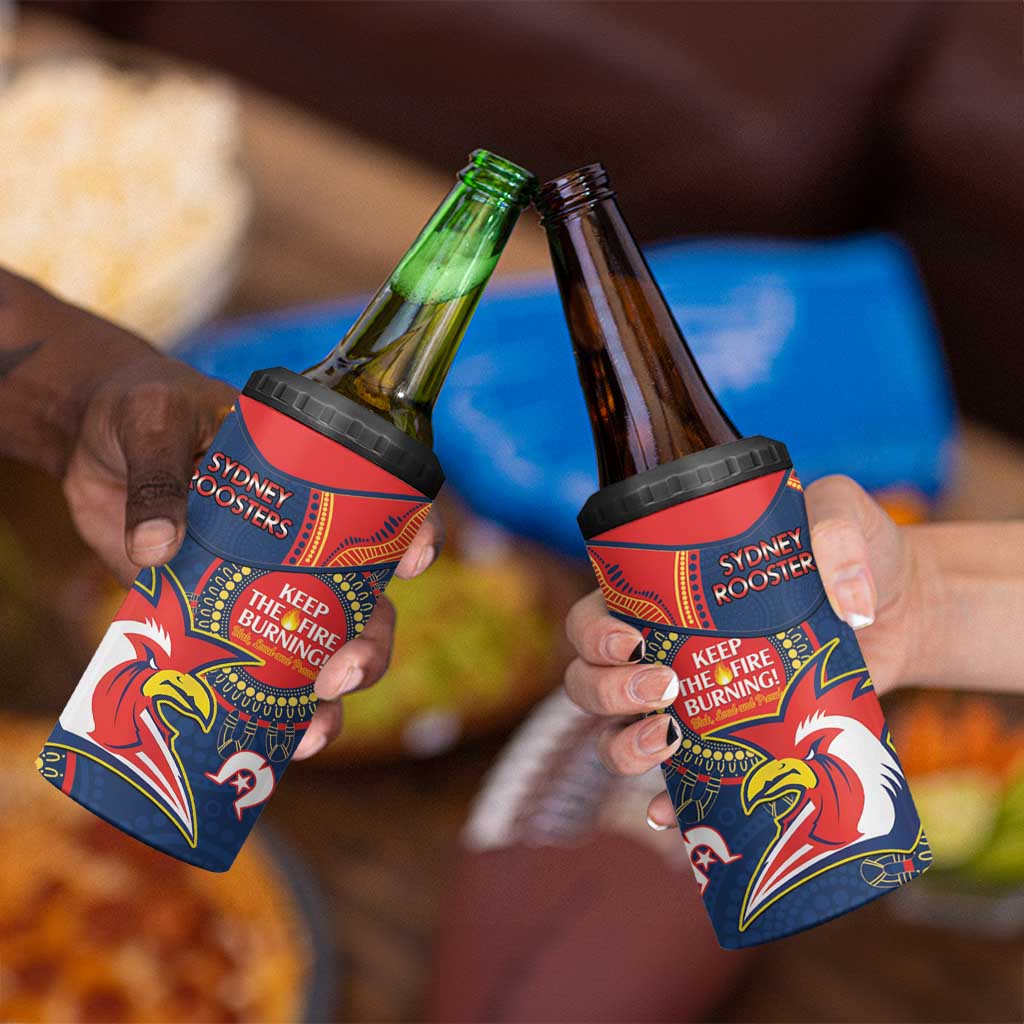 NRL Roosters NAIDOC Week 4 in 1 Can Cooler Tumbler Keep The Fire Burning Indigenous Art
