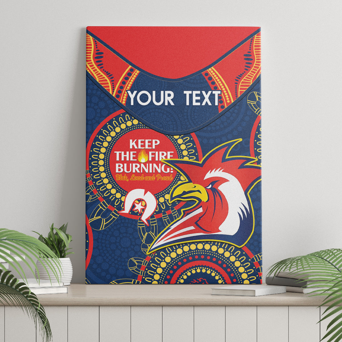 Custom NRL Roosters NAIDOC Week Canvas Wall Art Keep The Fire Burning Indigenous Art