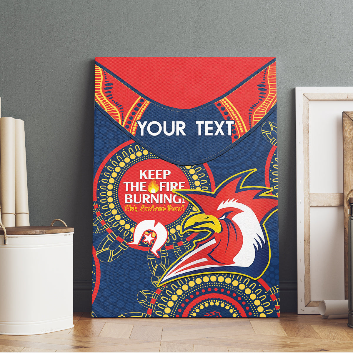 Custom NRL Roosters NAIDOC Week Canvas Wall Art Keep The Fire Burning Indigenous Art