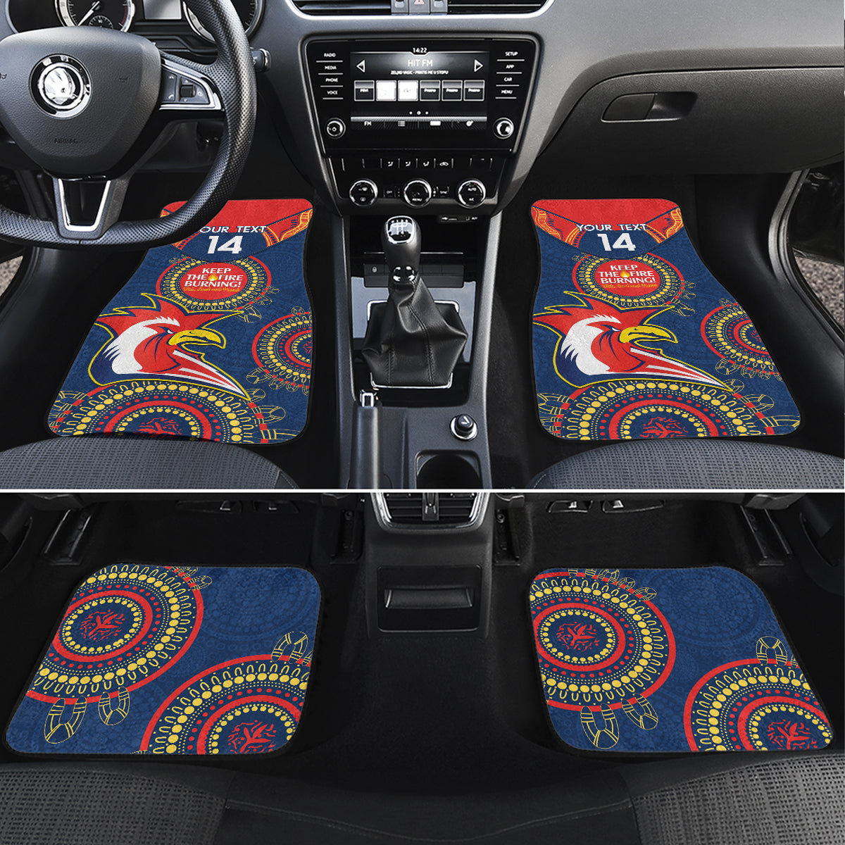 Custom NRL Roosters NAIDOC Week Car Mats Keep The Fire Burning Indigenous Art