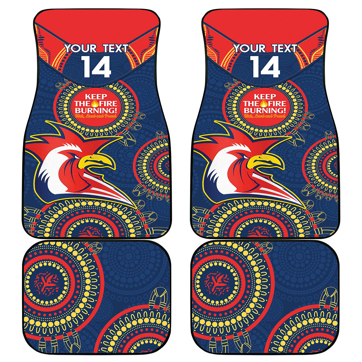 Custom NRL Roosters NAIDOC Week Car Mats Keep The Fire Burning Indigenous Art