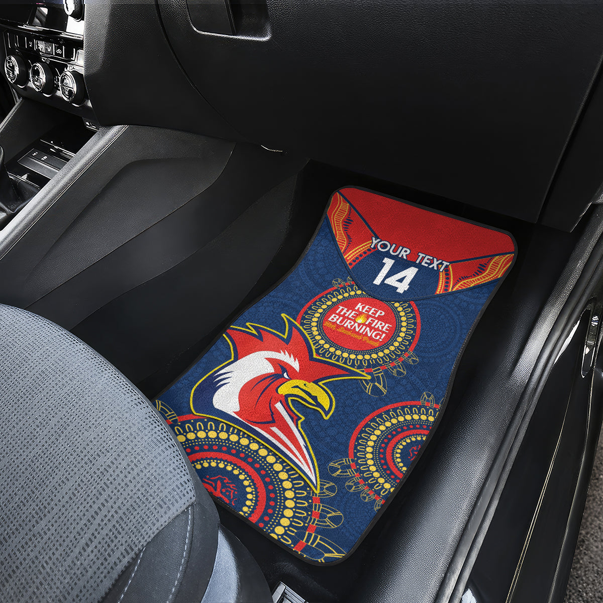 Custom NRL Roosters NAIDOC Week Car Mats Keep The Fire Burning Indigenous Art