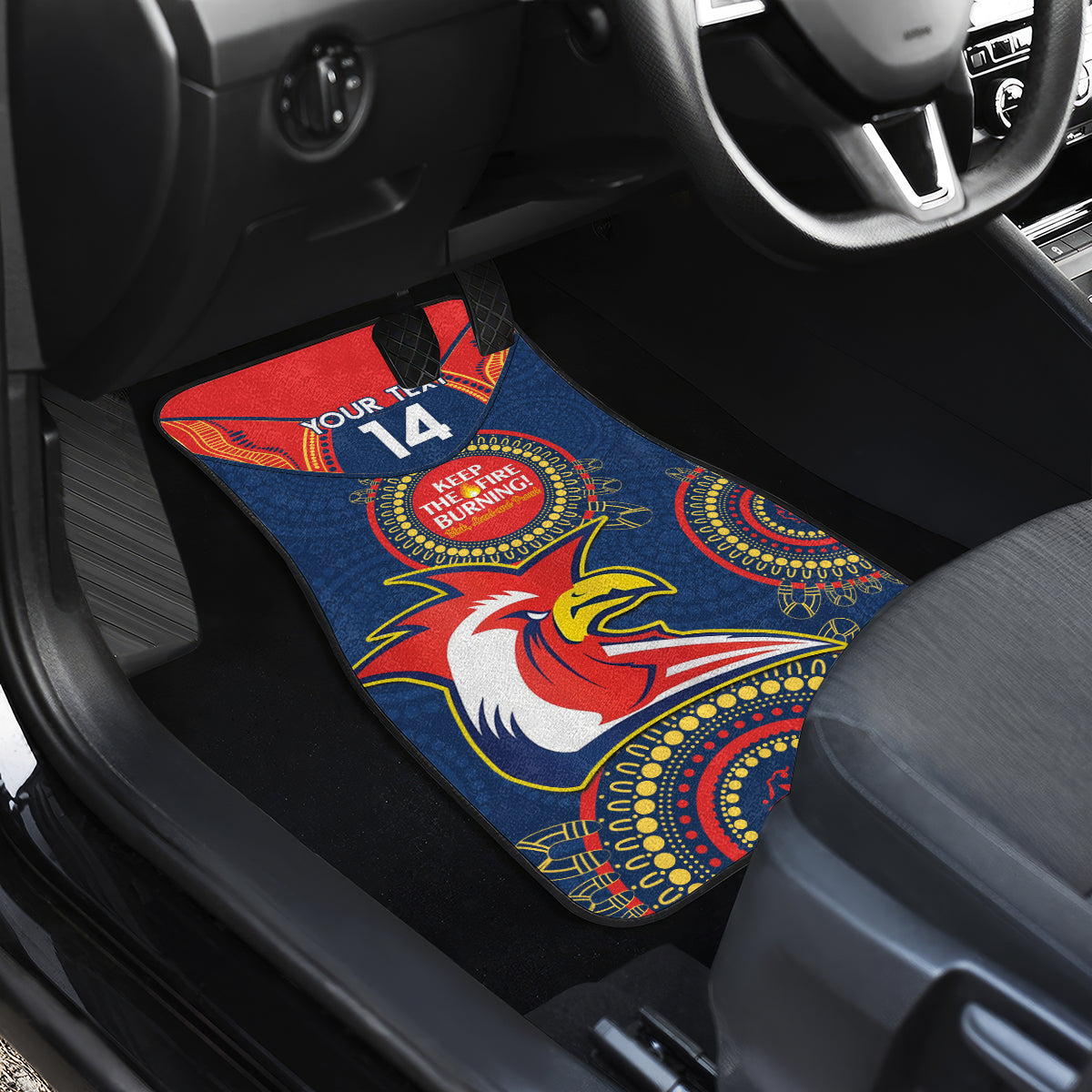 Custom NRL Roosters NAIDOC Week Car Mats Keep The Fire Burning Indigenous Art