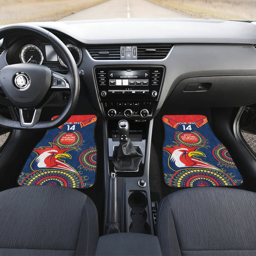 Custom NRL Roosters NAIDOC Week Car Mats Keep The Fire Burning Indigenous Art