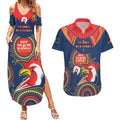 Custom NRL Roosters NAIDOC Week Couples Matching Summer Maxi Dress and Hawaiian Shirt Keep The Fire Burning Indigenous Art