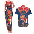 Custom NRL Roosters NAIDOC Week Couples Matching Tank Maxi Dress and Hawaiian Shirt Keep The Fire Burning Indigenous Art